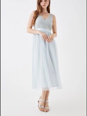 debut London Mesh Midi Tulle Dress